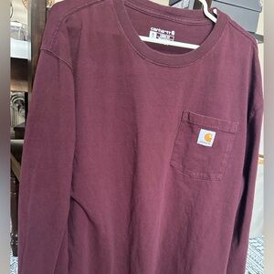 Carhartt Burgundy Pocket Long Sleeve Tee
